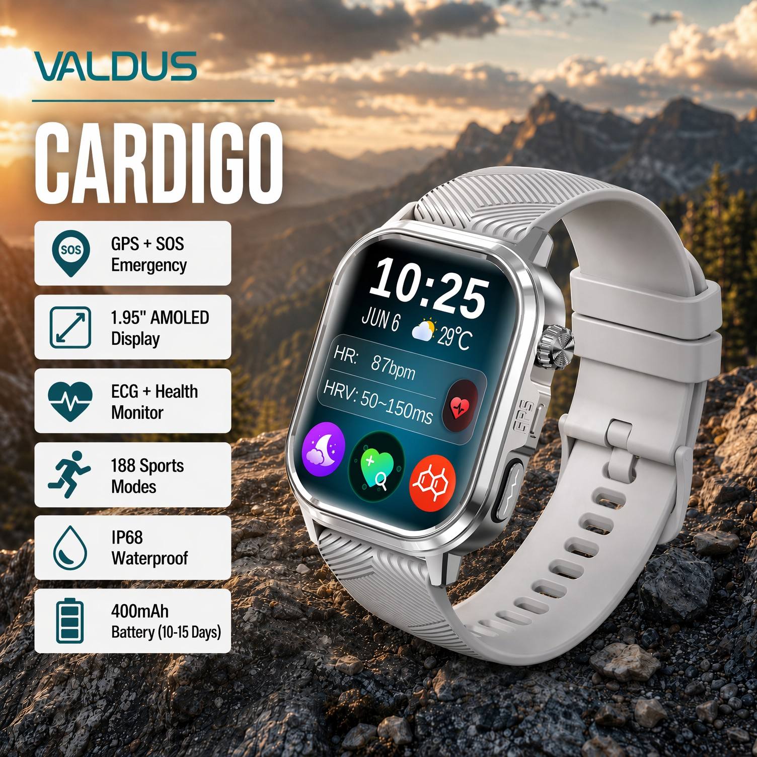 Smart Watch - VALDUS CARDIGO Smartwatch per Uomo e